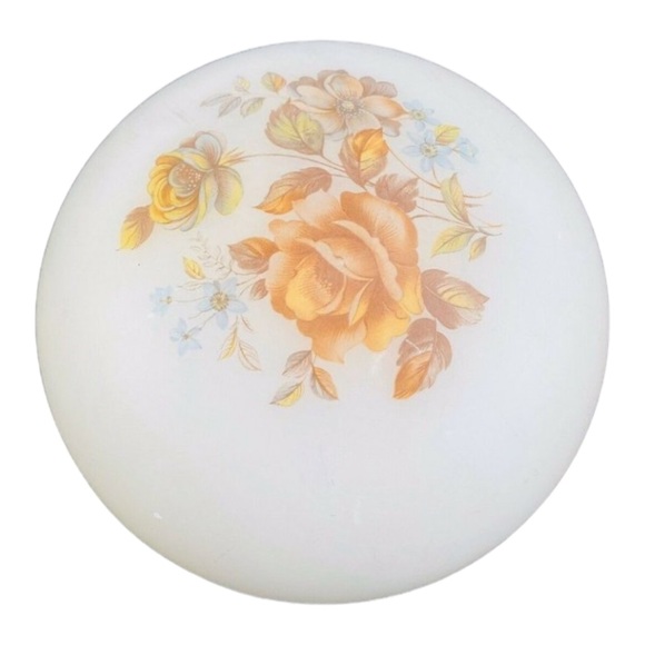 Domed Ceiling Shade Hand Painted 1930s Frosted Glass Dome Vintage Light Flowers - Picture 2 of 7